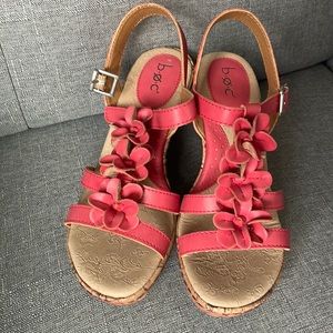 B.O.C wedge sandals. Coral/pink, size 7.